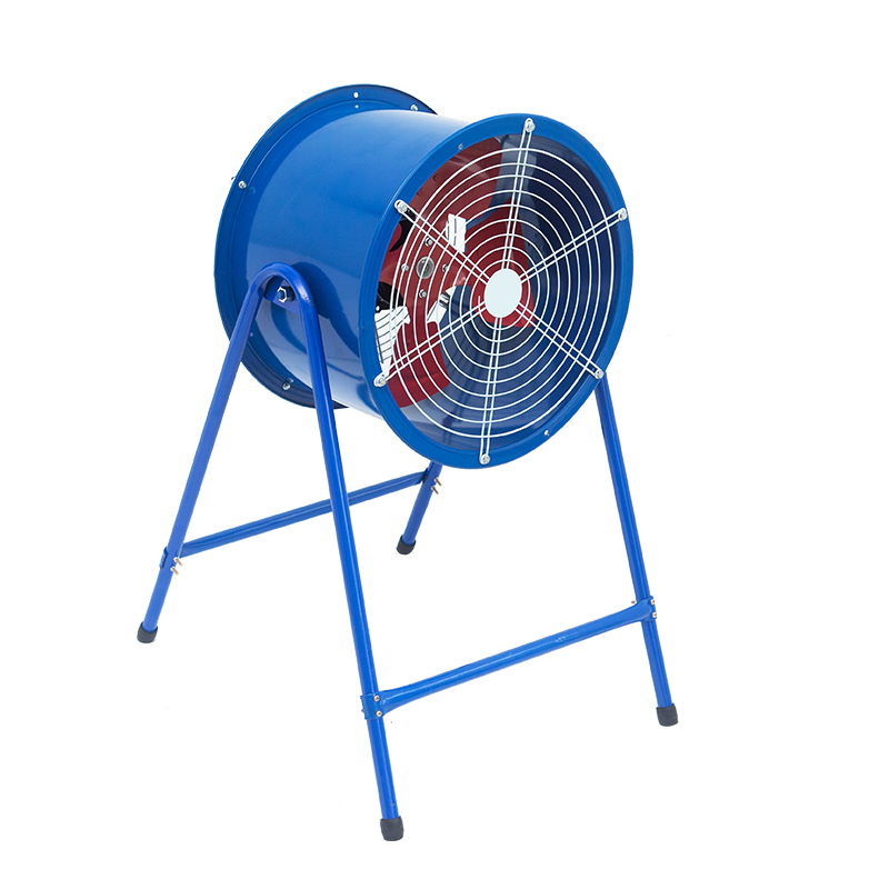 Modrý pneumatický svislý držák Axiální tok průmyslový ventilátor, výkonný výfukový ventilátor s vysokým výkonem
